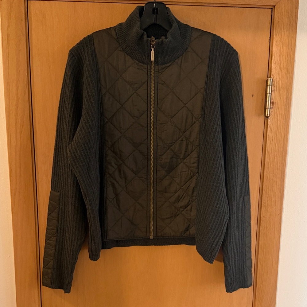 Barbour Women’s Ladies Quilt Full Zip Sweater Jacket Wool Forest Green 16-18